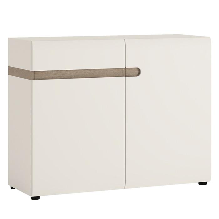 Furniture To Go Chelsea 1 Drawer 2 Door 109cm Wide Sideboard in Gloss White and Oak (4023544)