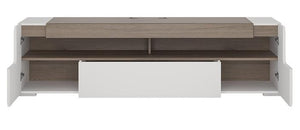 Furniture To Go Toronto 190cm Wide Oak and Gloss White TV Cabinet (4202244)