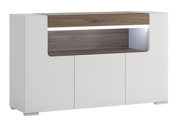 Furniture To Go Toronto 3 Door Sideboard with LED Lighting and Open Shelf (4202944)