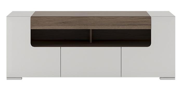 Furniture To Go Toronto 140cm Wide Oak and Gloss White TV Cabinet (4202144)