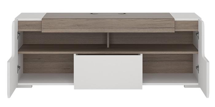 Furniture To Go Toronto 140cm Wide Oak and Gloss White TV Cabinet (4202144)