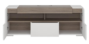 Furniture To Go Toronto 140cm Wide Oak and Gloss White TV Cabinet (4202144)