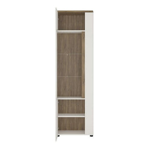 Furniture To Go Toledo Narrow LHD 1 Door Display Cabinet in Gloss White and Oak (4281144)