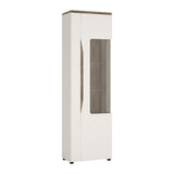 Furniture To Go Toledo Narrow RHD 1 Door Display Cabinet in Gloss White and Oak (4281244)