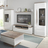 Furniture To Go Toledo 140cm Wide Oak and Gloss White TV Cabinet (4285144)