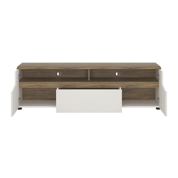 Furniture To Go Toledo 160cm Wide Oak and Gloss White TV Cabinet (4285244)
