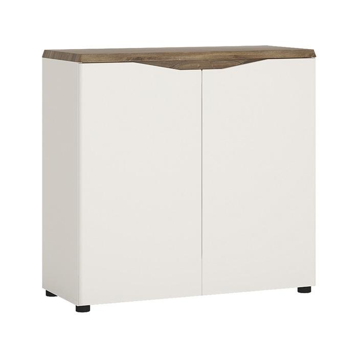 Furniture To Go Toledo 2 Door 91cm Wide Sideboard in Gloss White and Oak (4284144)