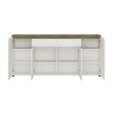 Furniture To Go Toledo 4 Door 2 Drawer 189cm Wide Sideboard in Gloss White and Oak (4284444)