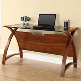 Jual Helsinki Curved 1300mm Laptop Desk in Walnut and Black Glass