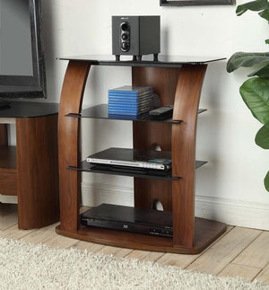 Jual Melbourne JF313 - Curved Walnut AV Stand with Black Glass
