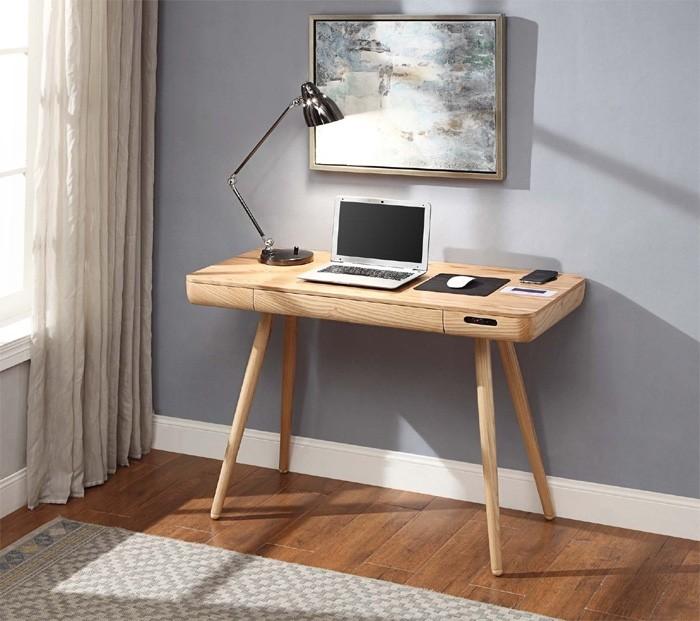 Jual San Francisco 1100mm Wide Smart Oak Desk With Speakers And Wireless Charging (PC709)
