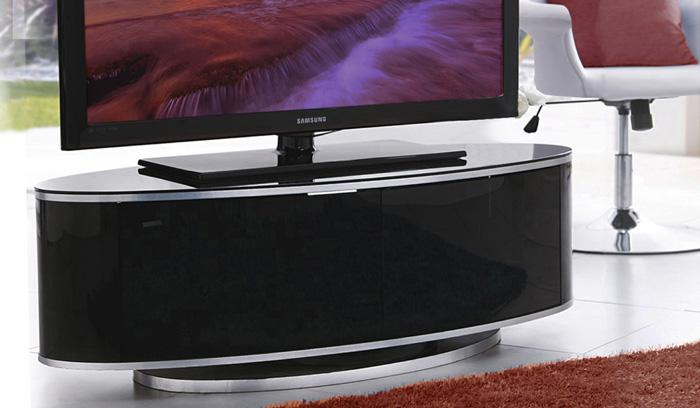 Luna high gloss black oval tv cabinet discount