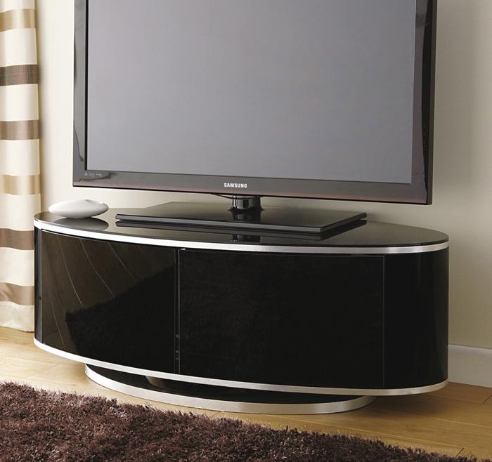 MDA Designs Luna High Gloss Black Oval TV Cabinet