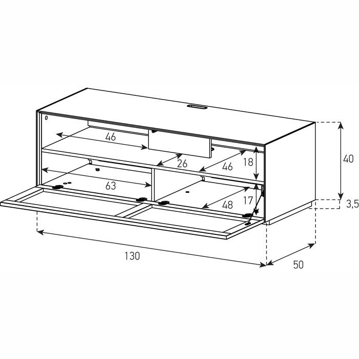 Optimum Project 1300F Enclosed Gloss Black TV Cabinet with Fabric Front