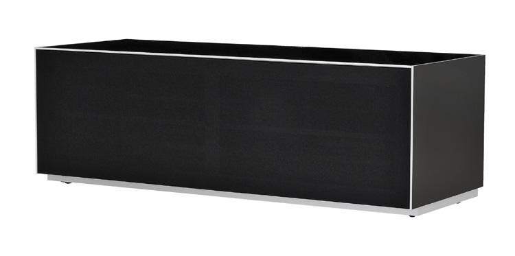 Optimum Project 1300F Enclosed Gloss Black TV Cabinet with Fabric Front