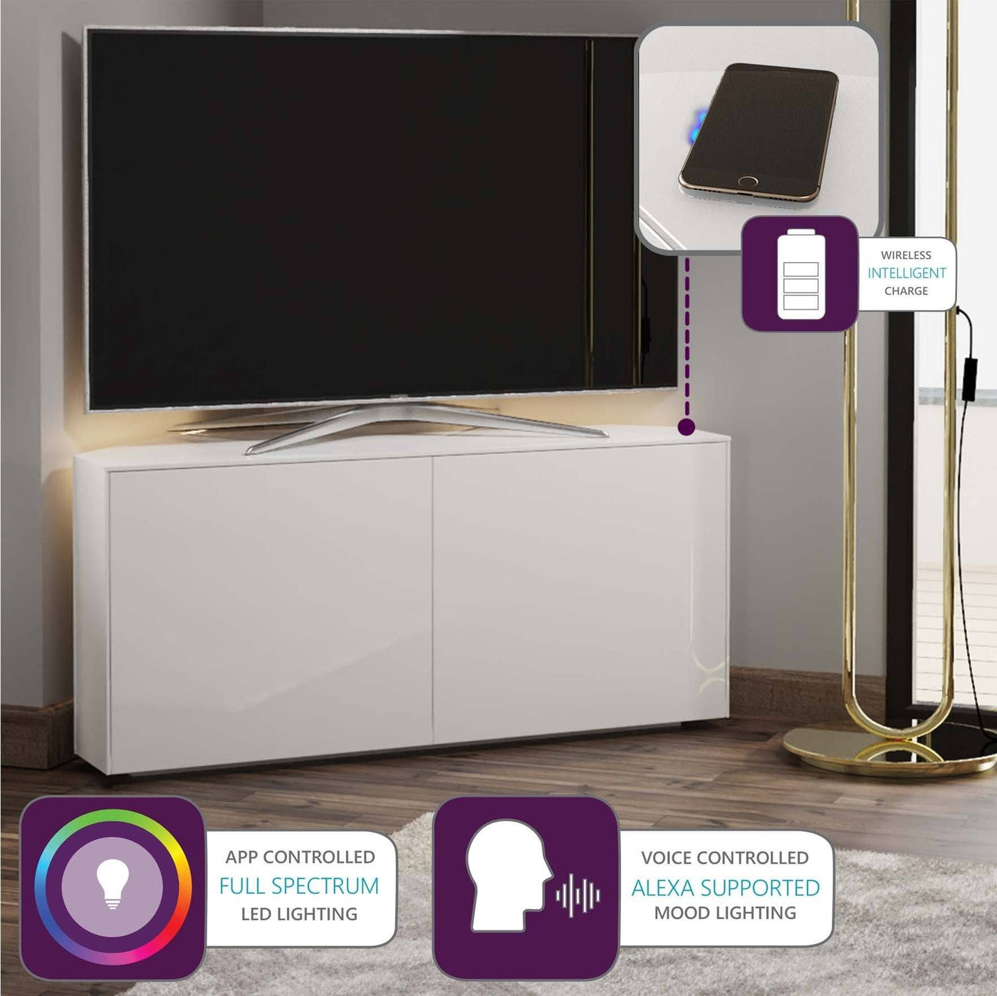 Corner tv unit on sale with led lights