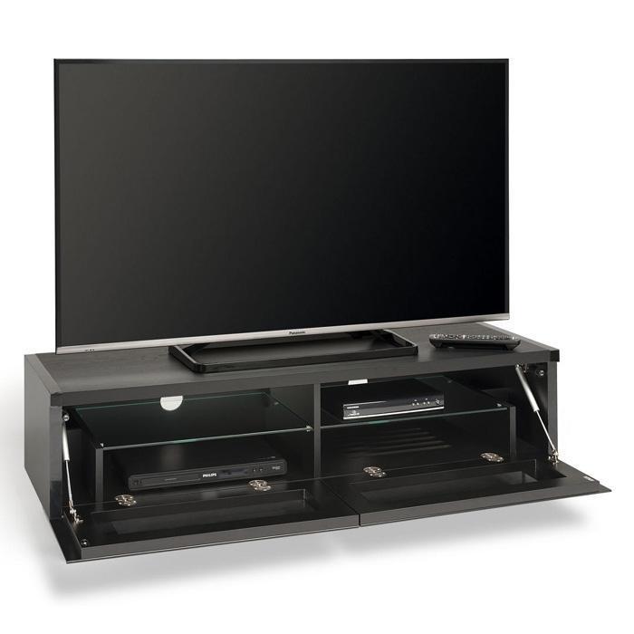 AVF PM120B Panorama Piano Gloss Black and Black Oak Small TV Cabinet (406430)