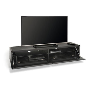 Techlink PM160B Panorama Piano Gloss Black and Black Oak Large TV Cabinet (406428)
