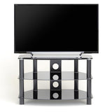 TTAP Vantage 3-Shelf Glass TV Stand in Black and Black Glass (AVS-C303C-800-3BB)
