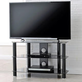 TTAP Vantage 3-Shelf Glass TV Stand in Black and Black Glass (AVS-C303C-1200-3BB)