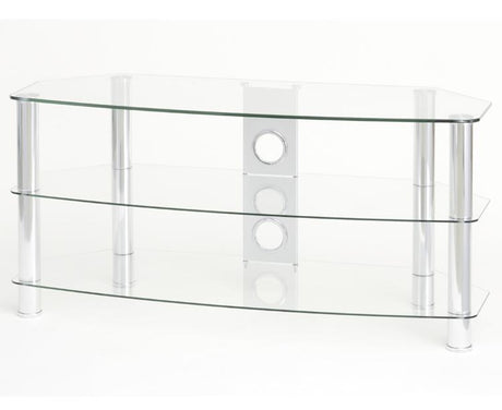 TTAP Vantage 3-Shelf Glass TV Stand in Chrome and Clear Glass (AVS-C303C-1050-3CC)