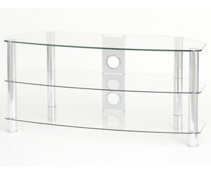 TTAP Vantage 3-Shelf Glass TV Stand in Chrome and Clear Glass (AVS-C303C-800-3CC)