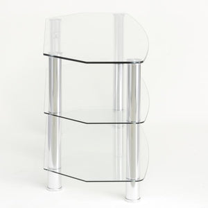 TTAP Vantage 3-Shelf Glass TV Stand in Chrome and Clear Glass (AVS-C303C-800-3CC)