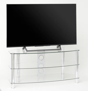 Clear glass and chrome tv stand on sale