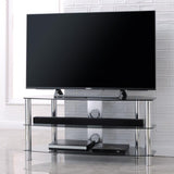 TTAP Vantage 3-Shelf Glass TV Stand in Chrome and Clear Glass (AVS-C303C-800-3CC)