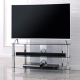 TTAP Vantage 3-Shelf Glass TV Stand in Chrome and Clear Glass (AVS-C303C-800-3CC)