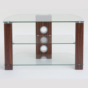 TTAP Vision 3-Shelf Glass TV Stand in Walnut and Clear Glass (L630-1050-3WC)