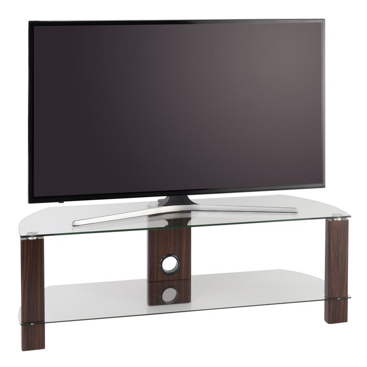 TTAP Vision 2-Shelf Glass TV Stand in Walnut and Clear Glass (L630-1200-2WC)