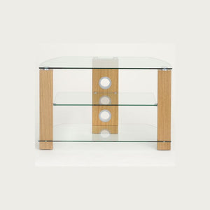 TTAP Vision 3-Shelf Glass TV Stand in Oak and Clear Glass (L630-600-3OC)