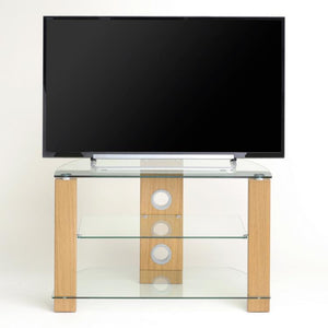 TTAP Vision 3-Shelf Glass TV Stand in Oak and Clear Glass (L630-600-3OC)
