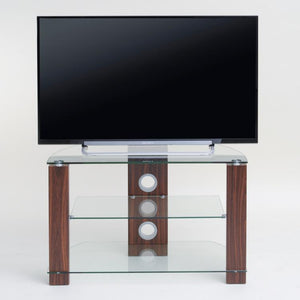 TTAP Vision 3-Shelf Glass TV Stand in Walnut and Clear Glass (L630-600-3WC)