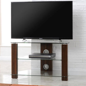 TTAP Vision 3-Shelf Glass TV Stand in Walnut and Clear Glass (L630-800-3WC)