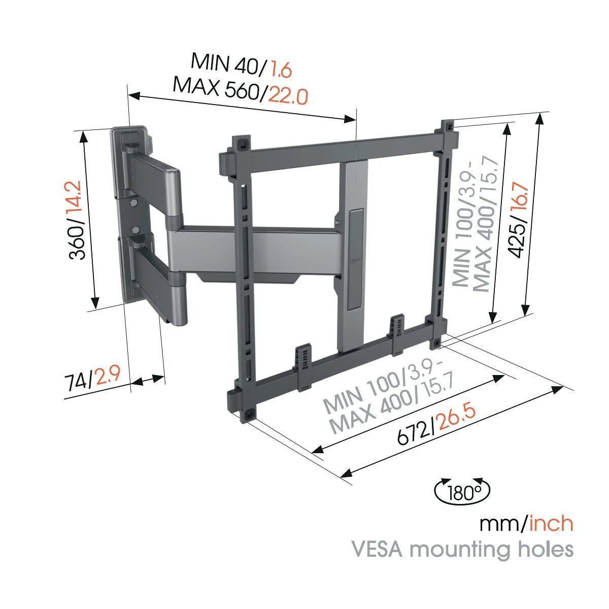 Vogels Elite TVM 5445 Black Full Motion TV Wall Bracket
