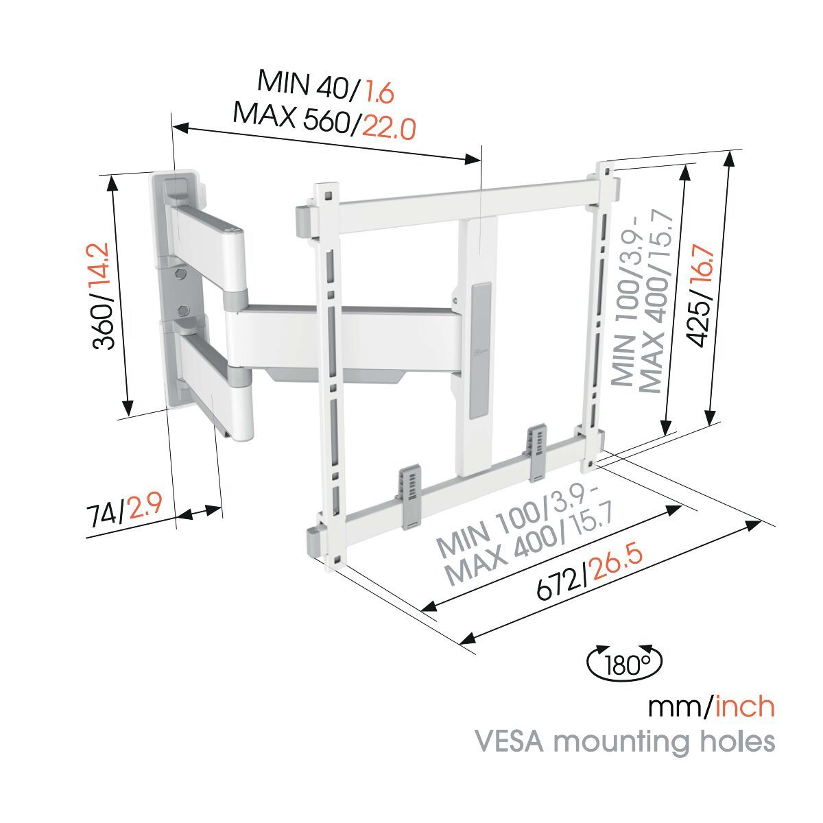 Vogels Elite TVM 5445 White Full Motion TV Wall Bracket