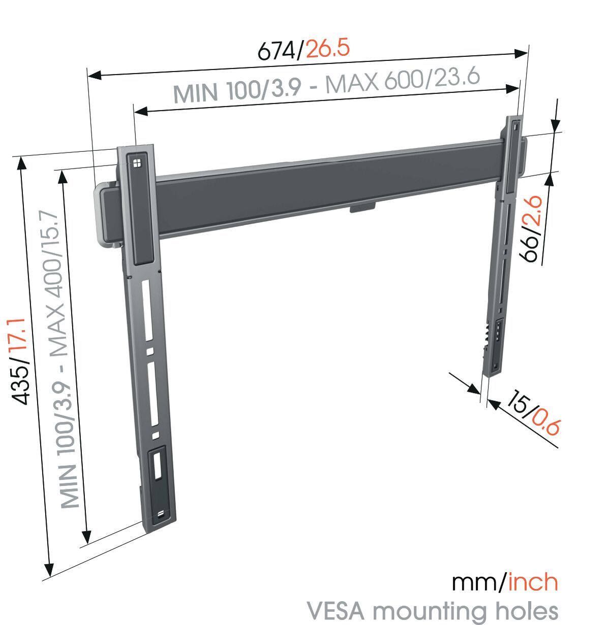 Vogels Elite TVM 5605 TV (40-100") Black Fixed TV Wall Bracket