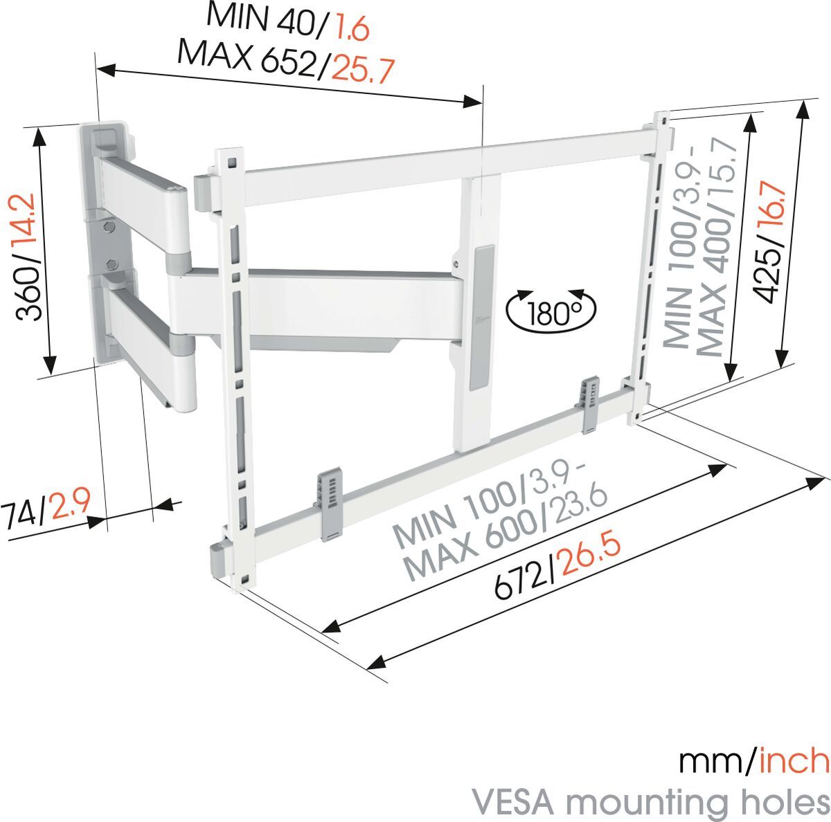 Vogels Elite TVM 5645 White Full Motion TV Wall Bracket