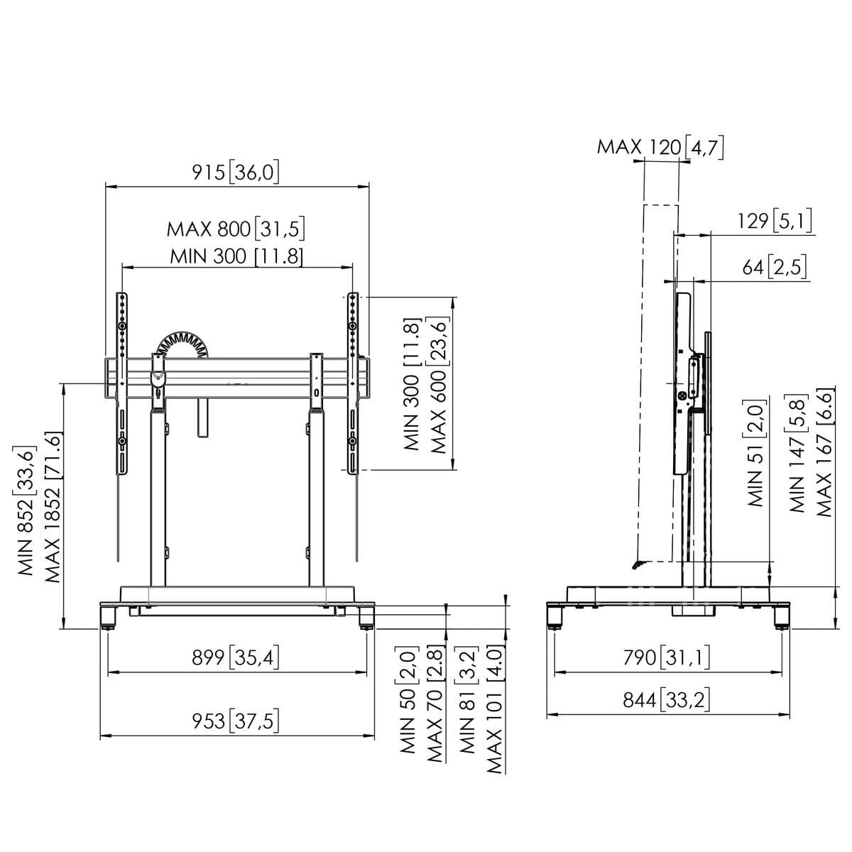 Vogels RISE Motorised Display Floor Stand 980mm Travel