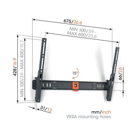 Vogels TVM 1615 TV (40-77") Tilting Black TV Wall Bracket