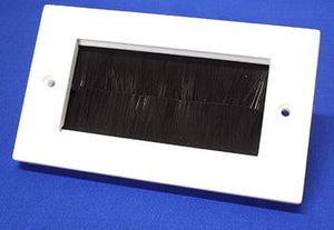 White Plastic Brush Wall Plate Double Gang with Black Brushes