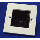 White Plastic Brush Wall Plate Single Gang with Black Brushes